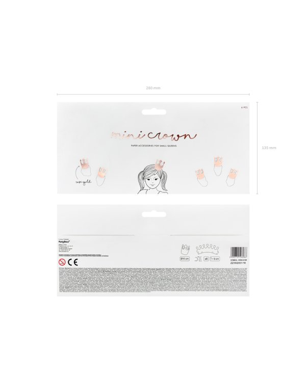 Crown Party, rose gold, 6cm (1 pkt / 6 pc.)