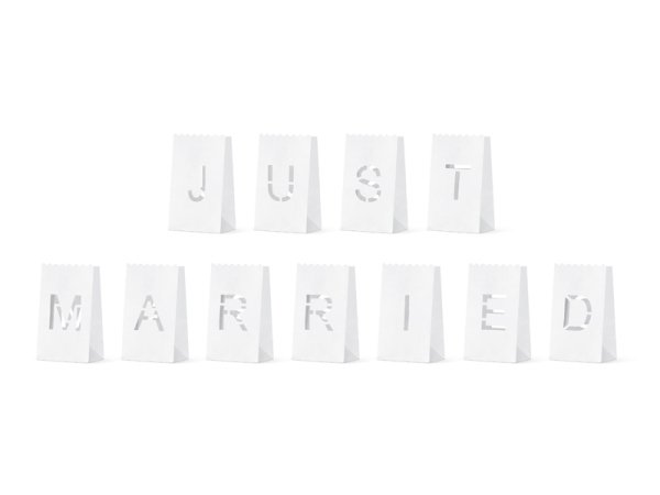 Lanterns, candles bags - Just Married, 11.5x19x7cm (1 pkt / 11 pc.) Lanterns, candles bags - Just Married, 11.5x19x7cm (1 pkt / 11 pc.)
