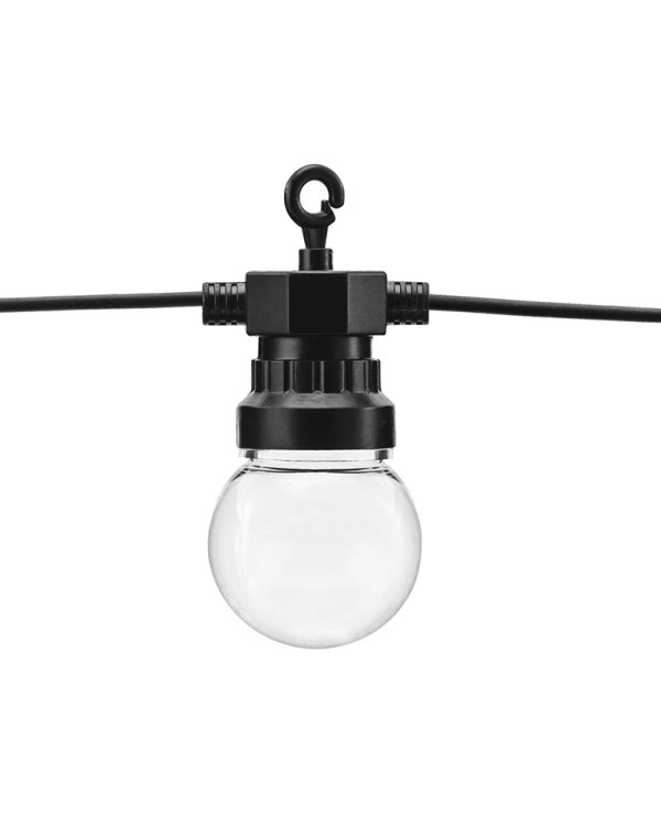 LED Festoon lights, black, 5m, doesn't contain UK plug