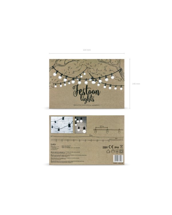 LED Festoon lights, black, 5m, doesn't contain UK plug