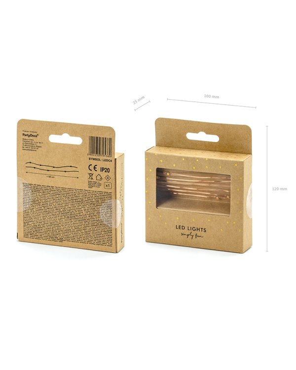 Decorative LED lights, copper, 1.90m