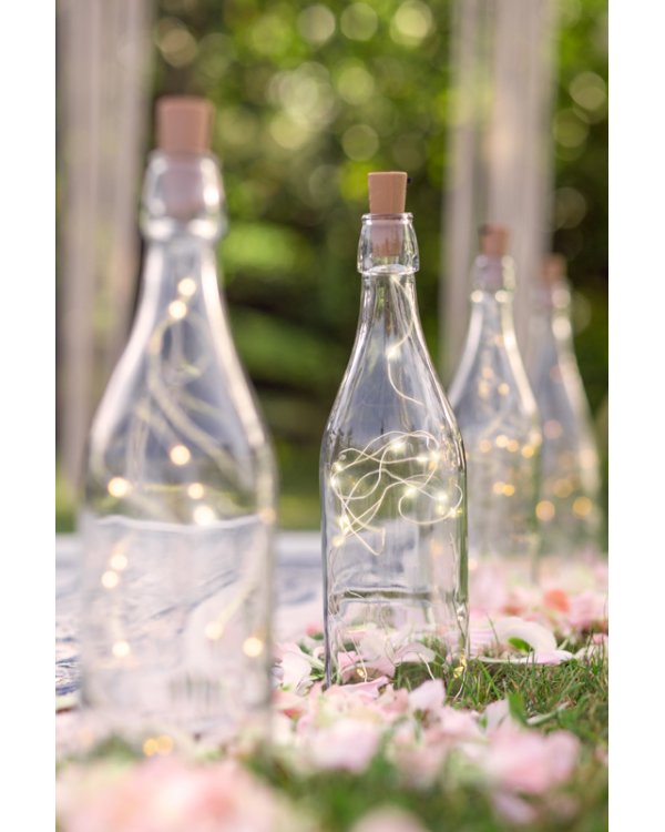 Bottle LED lights with cork, warm white, 197cm
