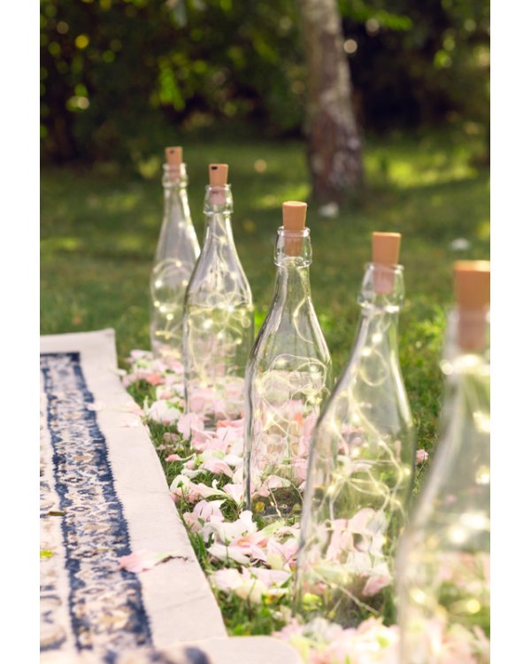 Bottle LED lights with cork, warm white, 197cm