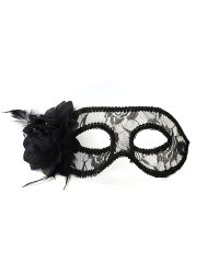 Party Mask, lace with rose, black