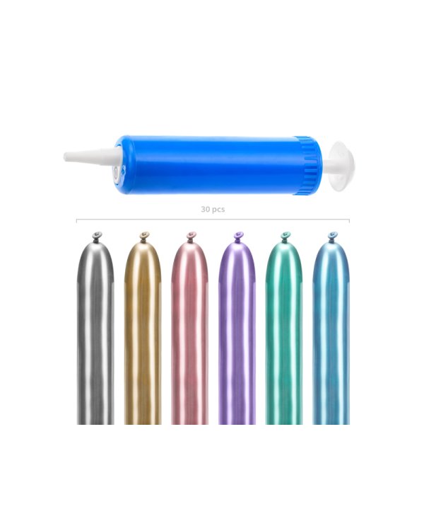 Modeling Glossy balloons 130cm with pump, mix (1 pkt / 30 pc.)