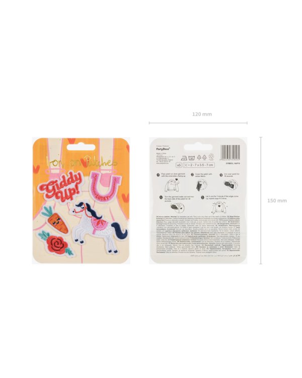 Iron on patches Giddy up, mix, 2-7x3.5-7 cm (1 pkt / 5 pc.)