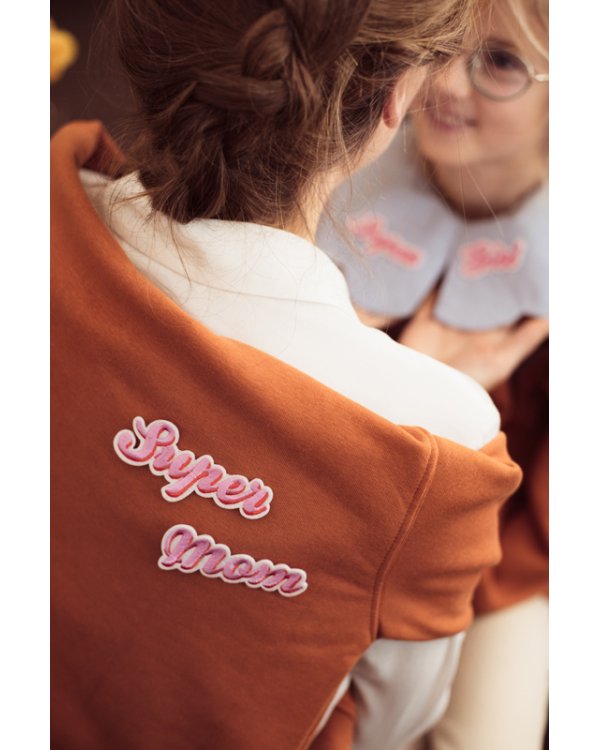 Iron on patches Supermom, mix, 14x3.5-19.5x5 cm (1 pkt / 2 pc.)