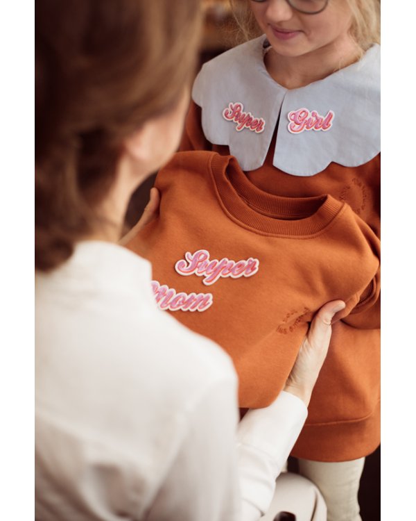 Iron on patches Supermom, mix, 14x3.5-19.5x5 cm (1 pkt / 2 pc.)