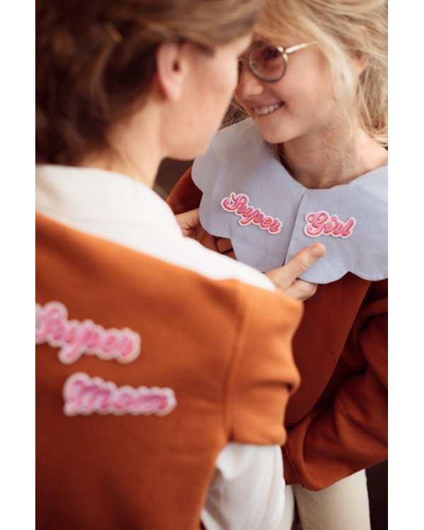 Iron on patches Supermom, mix, 14x3.5-19.5x5 cm (1 pkt / 2 pc.)