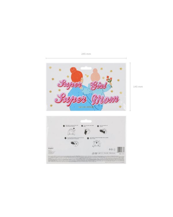 Iron on patches Supermom, mix, 14x3.5-19.5x5 cm (1 pkt / 2 pc.)