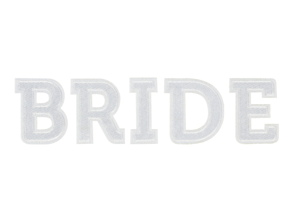 Iron on patch BRIDE, white, 24x6cm