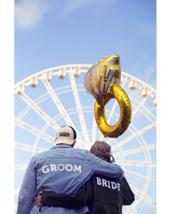 Iron on patch BRIDE, white, 24x6cm