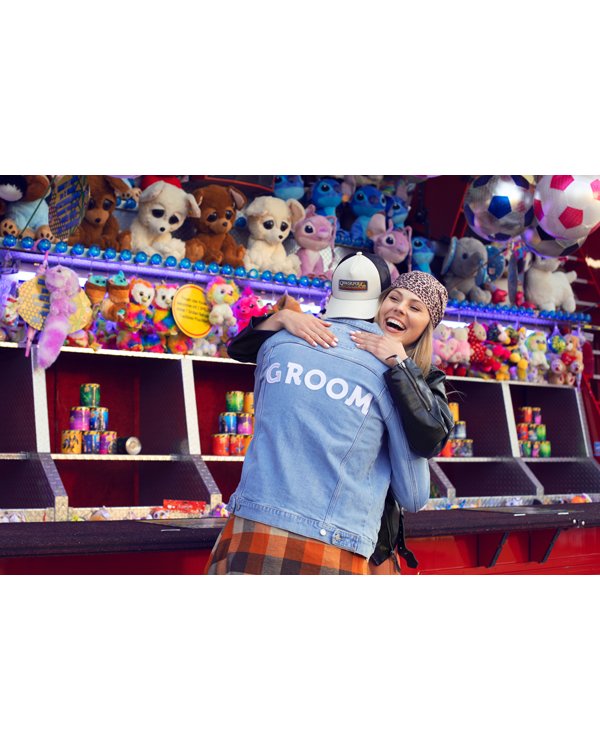 Iron on patch GROOM, white, 30x6cm