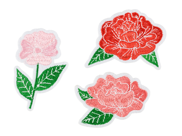 Iron on patches Flowers, mix, 4.5-6.5x4.5-7cm (1 pkt / 3 pc.)