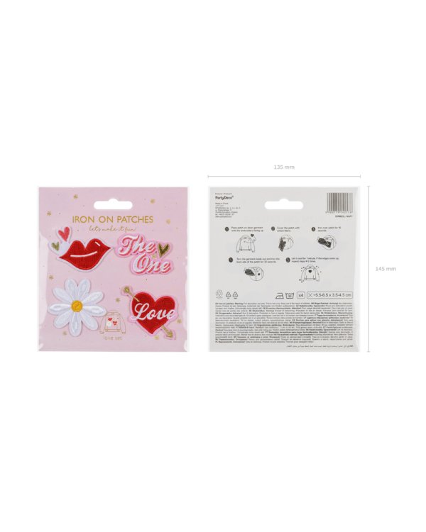 Iron on patches Love, mix,  5.5-6.5x3.5-4.5cm (1 pkt / 4 pc.)