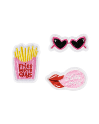 Iron on patches Kiss me, mix, 4.5-6.5x3-6 cm (1 pkt / 3 pc.)
