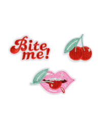 Iron on patches Bite me, mix, 4-4.5x4.5-7 cm (1 pkt / 3 pc.)
