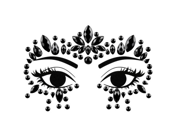 Face Decoration Crystals, black, 15x9cm