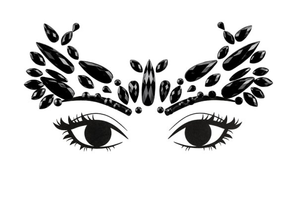 Face Decoration Crystals, black, 14.5x5.5cm