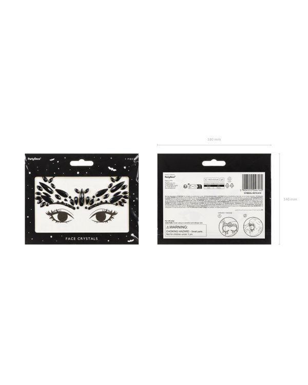 Face Decoration Crystals, black, 14.5x5.5cm