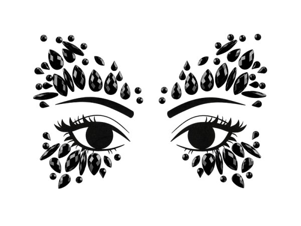 Face Decoration Crystals, black, 15x9cm