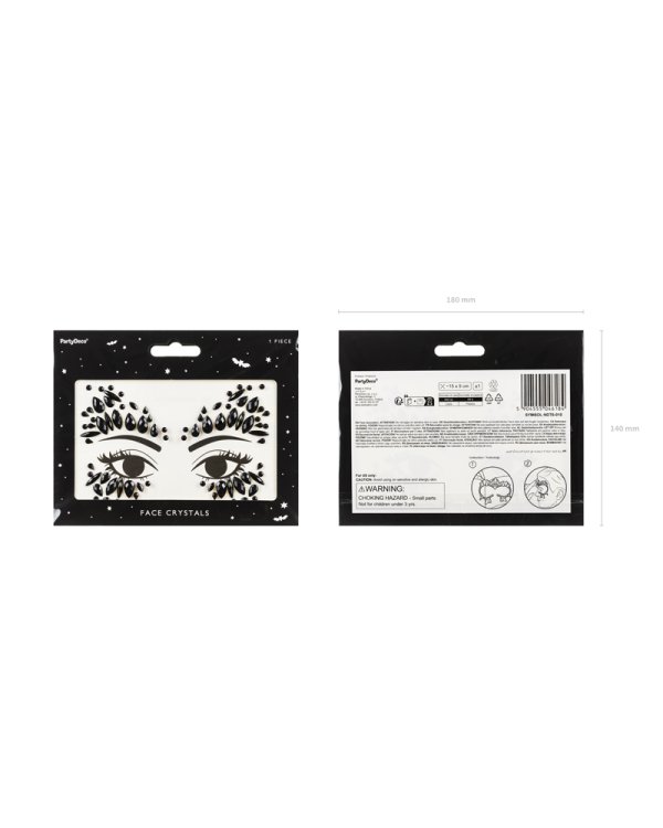 Face Decoration Crystals, black, 15x9cm