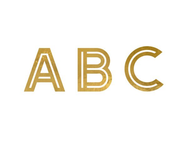 Alphabet glass stickers, gold (1 pkt / 6 pc.)
