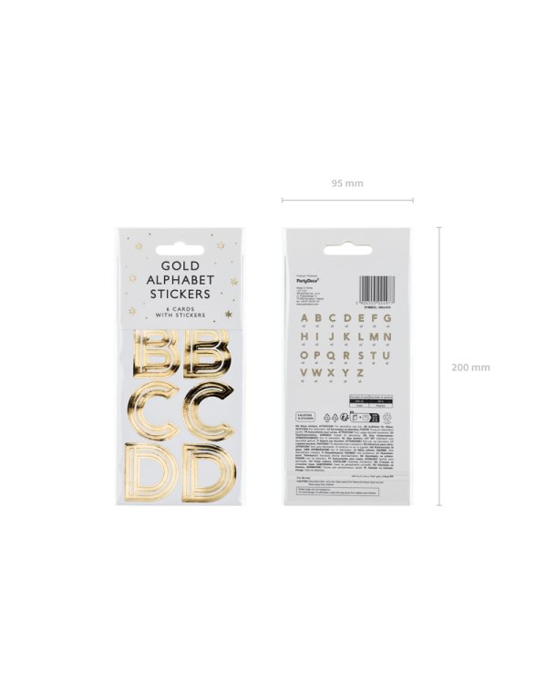 Alphabet glass stickers, gold (1 pkt / 6 pc.)