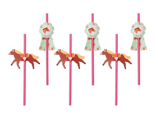 Straws Horses, 19.5 cm, mix (1 pkt / 6 pc.)