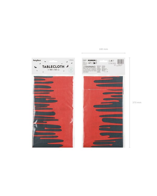 Paper tablecloth Dripping blood, 180x120 cm, red-black