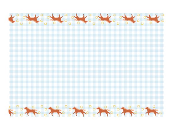Paper Tablecloth Checkered with Horses, mix, 180x120 cm