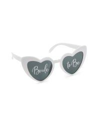 Heart-shaped glasses with ''Bride to Be'' inscription, white