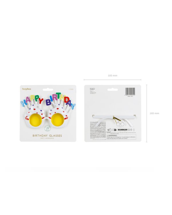 Glasses Cupcake Happy Birthday, 18.5x11.5 cm, white