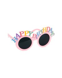 Glasses Happy Birthday, 18.5x7.5 cm, pink
