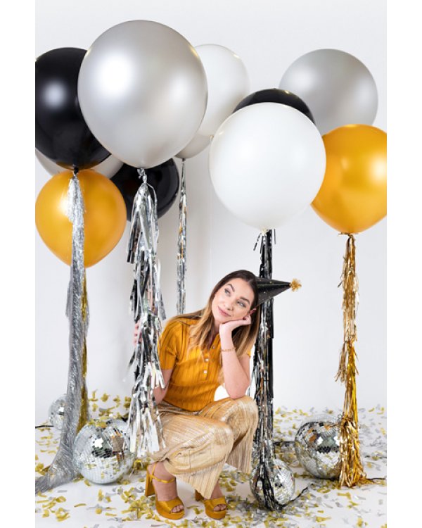 Round balloon 1 m, Metallic Silver Snow