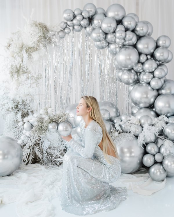 Round Glossy Balloon 60cm, silver