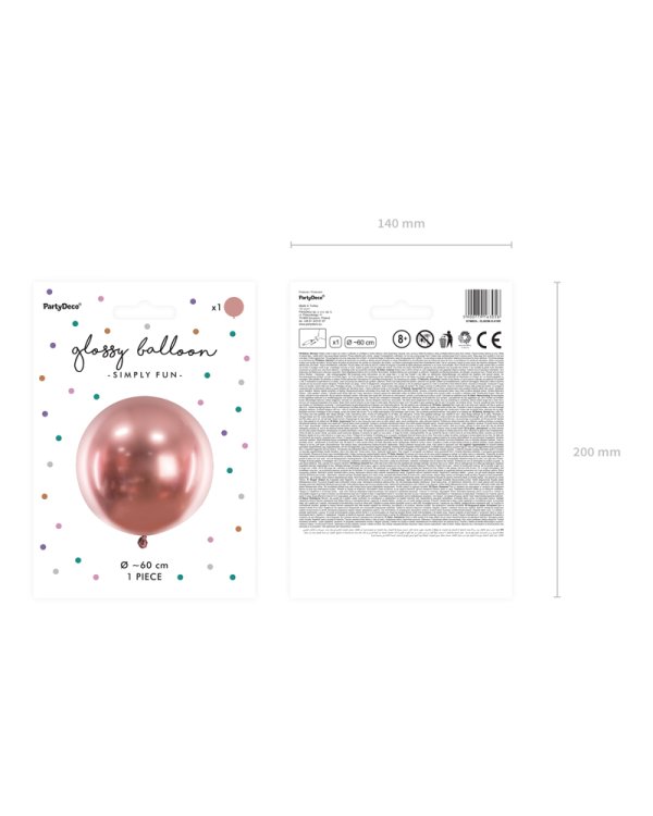 Round Glossy Balloon 60cm, rose gold