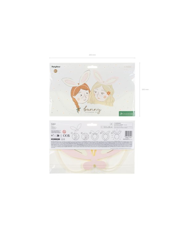 Headbands Bunny ears, 12.5x29 cm, mix (1 pkt / 4 pc.)