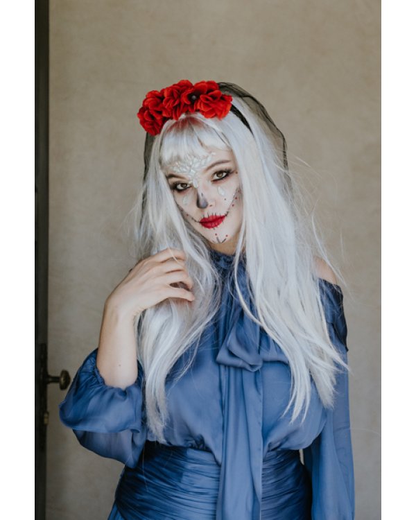Headband with Veil and Roses, mix