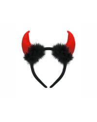 Headband Devil with fur, black