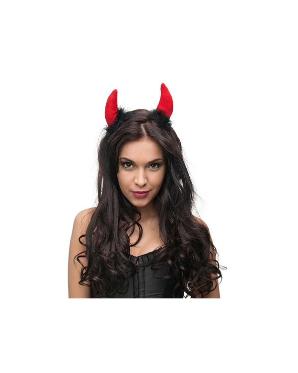Headband Devil with fur, black