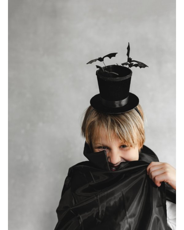 Cylinder Headband with Bats, 19x26 cm, Black