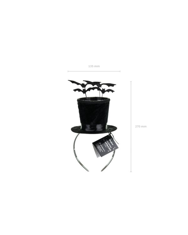 Cylinder Headband with Bats, 19x26 cm, Black
