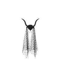 Devil Horns Headband with Tulle, 30x76 cm, Black