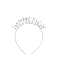 Headband Happy Birthday, 14x15.5 cm, silver