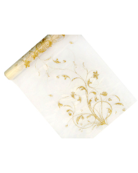 Printed Organza, cream, 0.36 x 9m