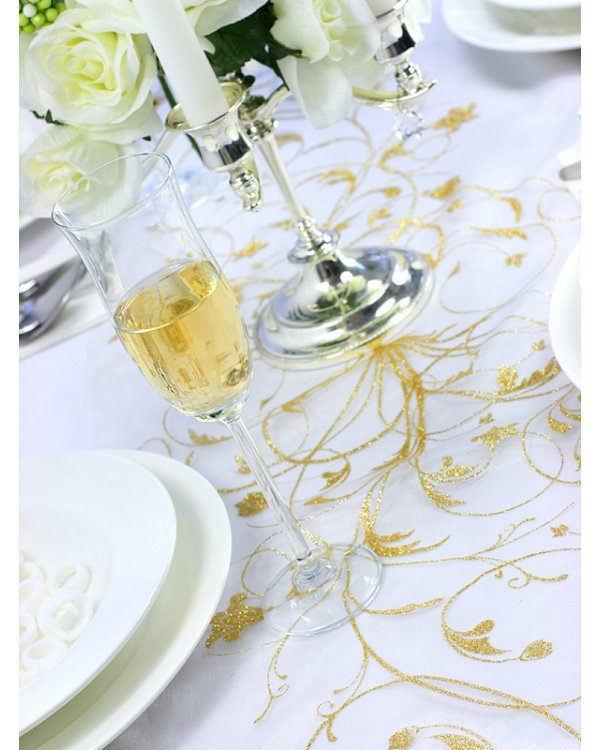 Printed Organza, cream, 0.36 x 9m