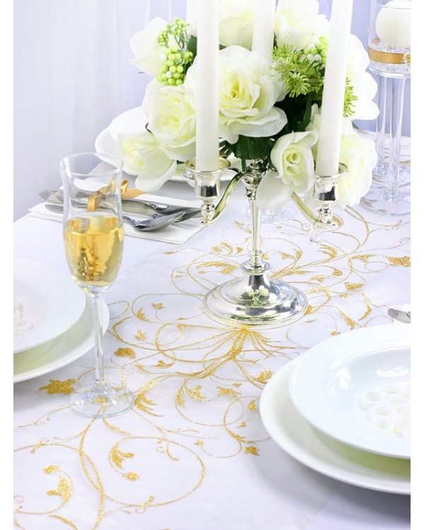 Printed Organza, cream, 0.36 x 9m