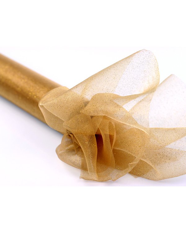 Organza Glittery, gold, 0.36 x 9m (1 pc. / 9 lm)