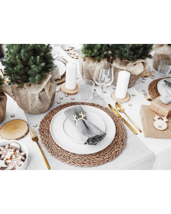 Wooden rings for napkins Reindeers, natural wood (1 pkt / 6 pc.)